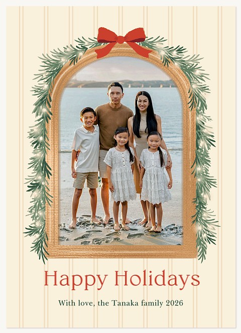 Arched Gold Frame Personalized Holiday Cards