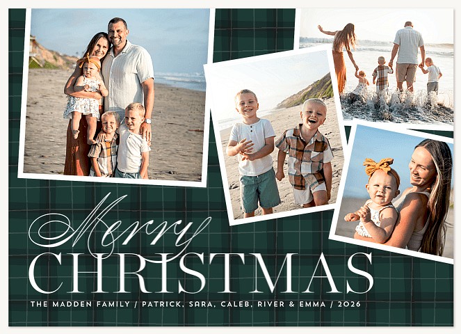 Plaid Christmas Snaps Personalized Holiday Cards
