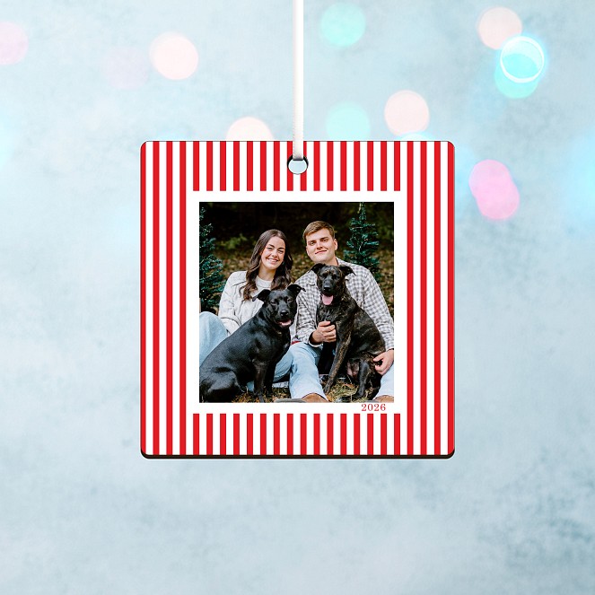 Red Stripes Personalized Ornaments