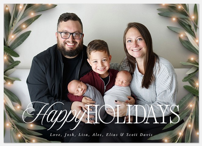 Glittering Holly Holiday Photo Cards