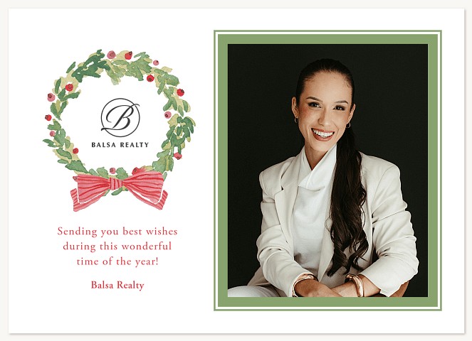 Watercolor Wreath Business Holiday Cards
