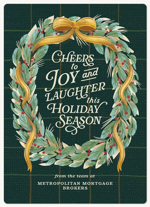 Ribbon & Wreath Holiday & Christmas Magnet Cards