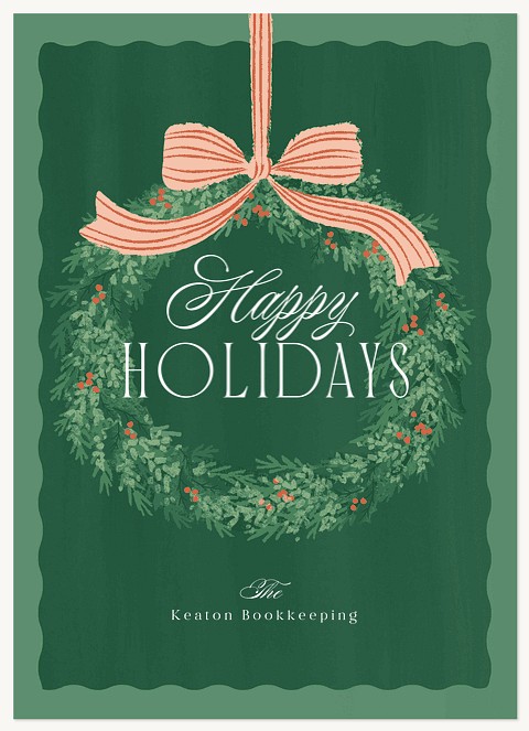 Brushstroke Wreath Business Holiday Cards