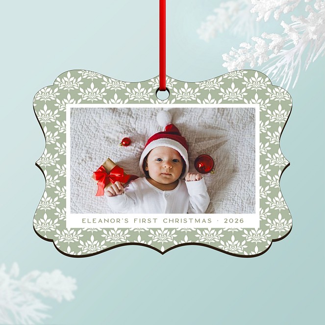 Festive Damask Personalized Ornaments