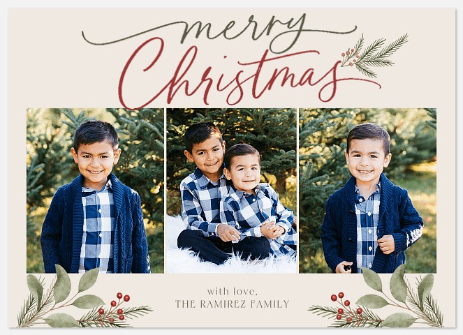 Yuletide Trio Holiday Photo Cards
