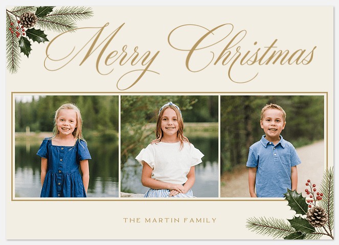 Evergreen Flourish Holiday Photo Cards
