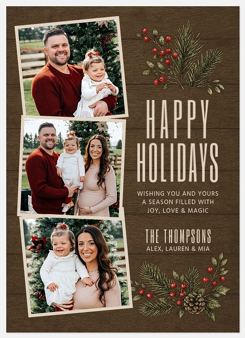 Weathered Pine Holiday Photo Cards