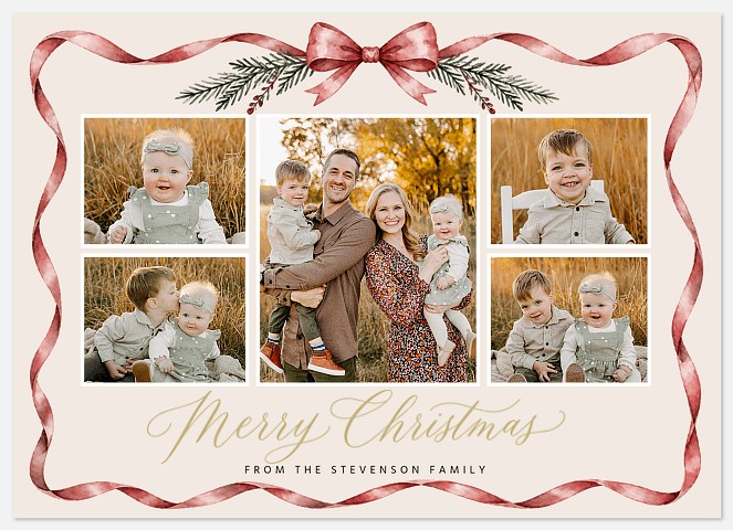 Wavy Ribbon Holiday Photo Cards