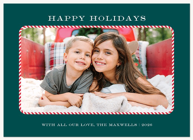 Peppermint Frame Raised Gloss Holiday Cards