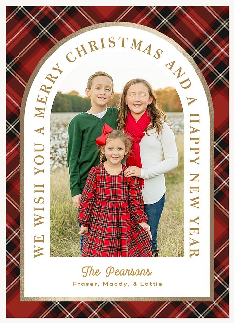 Arched Tartan Raised Gloss Holiday Cards