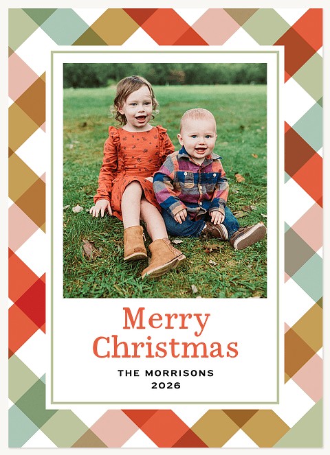 Plaid Trad Raised Gloss Holiday Cards