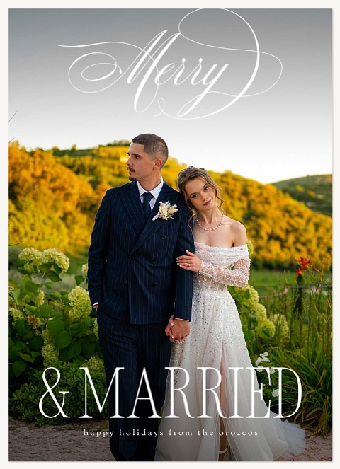 Calligraphic Merry Personalized Holiday Cards