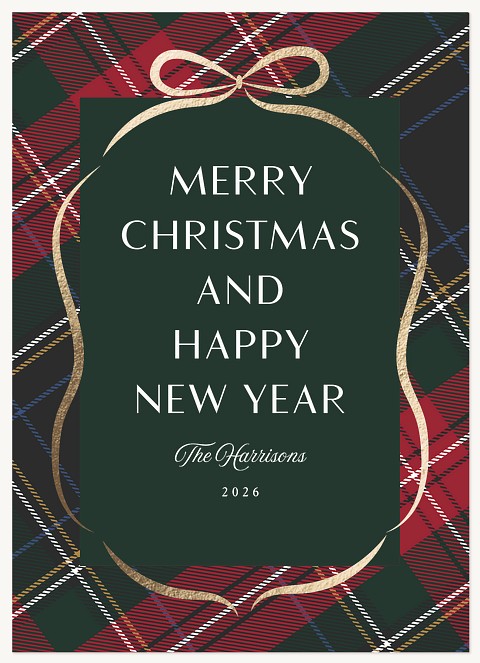 Bow + Plaid Personalized Holiday Cards