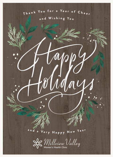 Rustic Botanical Business Holiday Cards