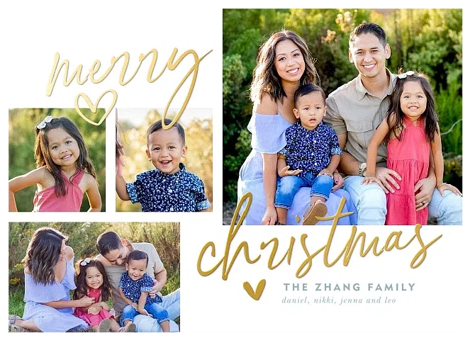Contemporary Hearts Personalized Holiday Cards