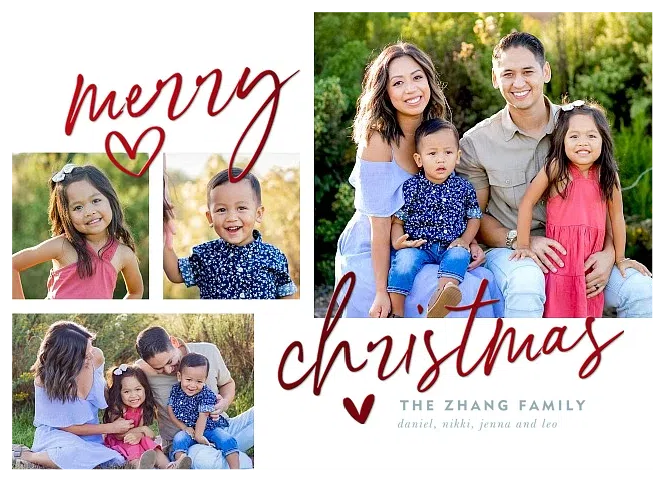 Contemporary Hearts Personalized Holiday Cards