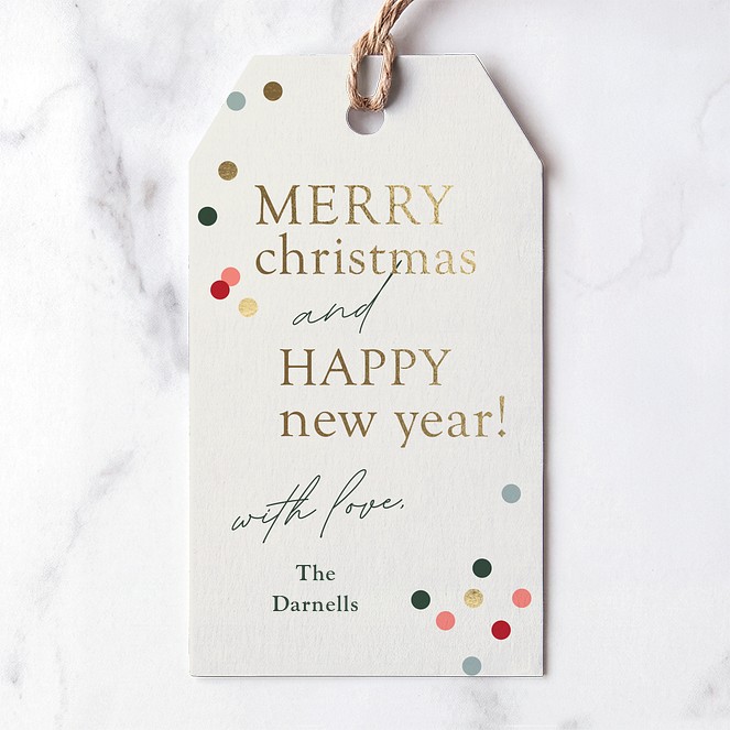 Festive Confetti Custom Gift Tags