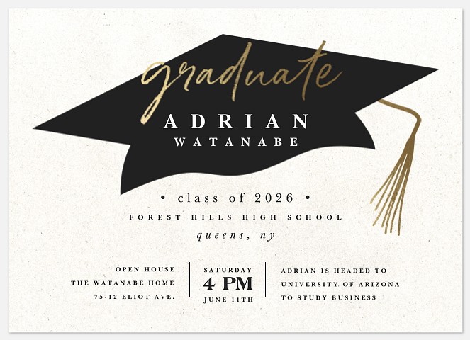 Golden Tassel Graduation Invitations