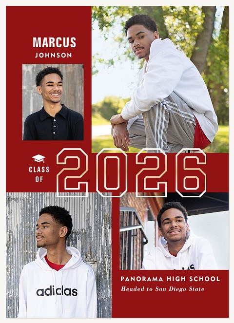Crimson Varsity Graduation Cards