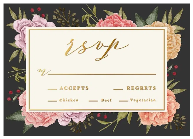 Midnight Floral Wedding RSVP Cards