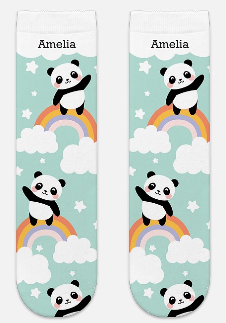 Rainbow Panda Custom Socks