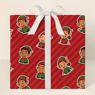 Cartoon of You Holiday Elves Wrapping Paper