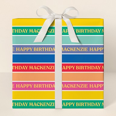 Rainbow Birthday Stripes Wrapping Paper