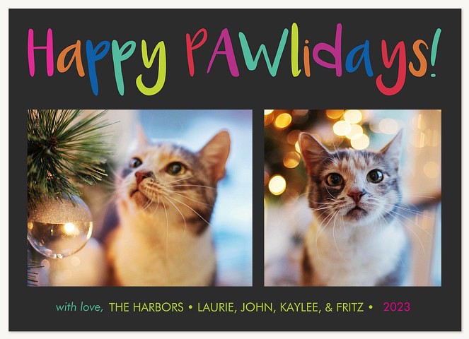 Multicolored Pawlidays Photo Holiday Cards