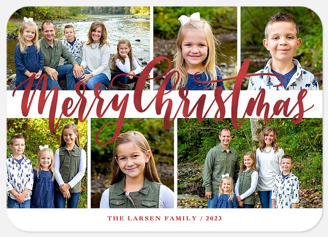 Cranberry Shimmer Holiday Photo Cards