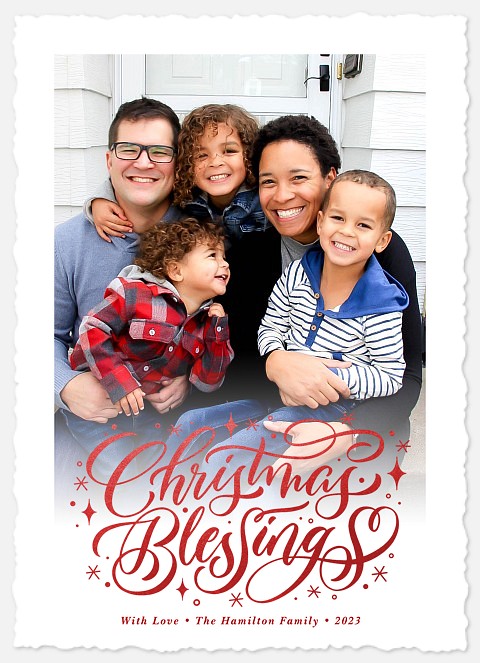 Flourished Blessings Holiday Photo Cards