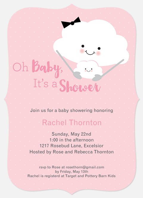 Fluffy Clouds Baby Shower Invitations