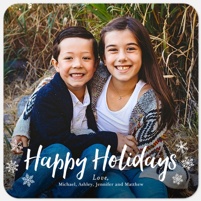 Snowflake Script Holiday Photo Cards