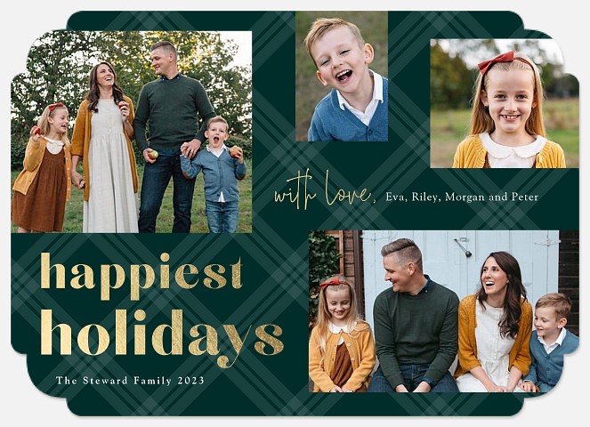 Golden Grid Holiday Photo Cards