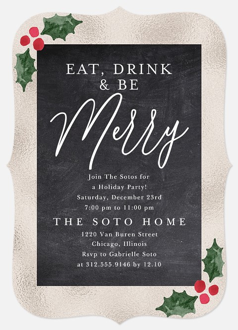 Chalkboard Merry Holiday Party Invitations