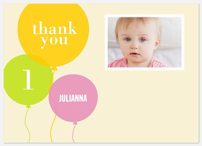 Birthday Balloons Pink Thank You Cards 