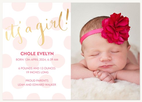 Bouncing Baby Girl Baby Announcements