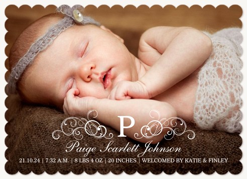 Flourished Initial Baby Announcements
