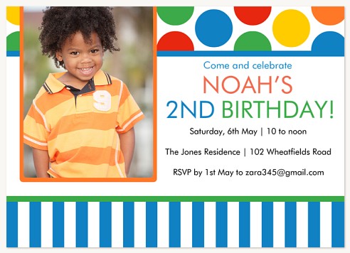 Stripes & Dots Kids Birthday Invitations