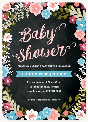 Floral Chalk Baby Shower Invites 