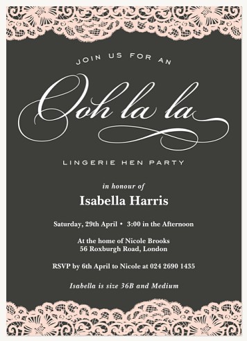 Ooh La La Hen Party Invitations