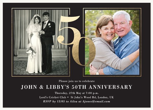 Then To Now Wedding Anniversary Invitations