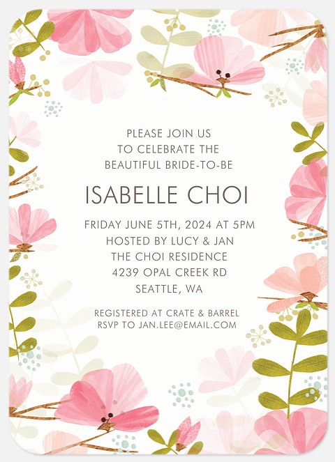 Wildflower Watercolor Bridal Shower Invitations