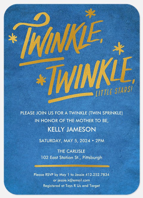 Twinkle Stars Baby Shower Invitations