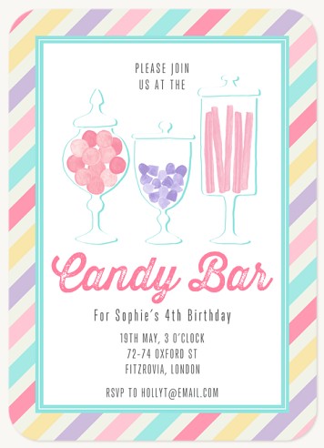 Candy Bar Kids Birthday Invitations