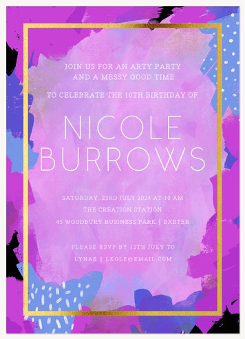 Painted Glam Kids Birthday Invitations
