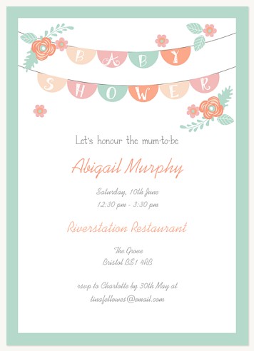 Floral Bunting Baby Shower Invites 
