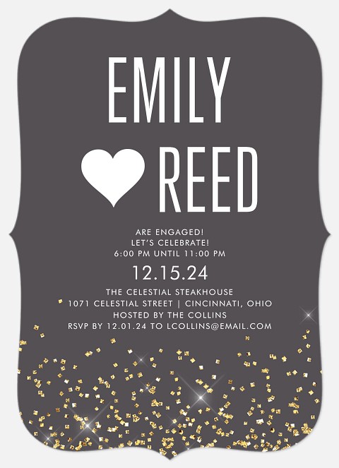 Glitter Cascade Engagement Party Invitations