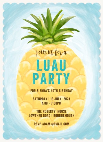 Delightful Pineapple Adult Birthday Party Invitations