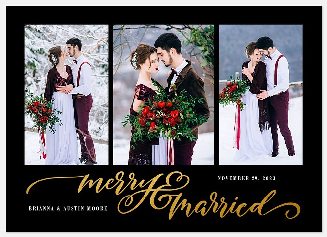 Gilded Married Holiday Photo Cards