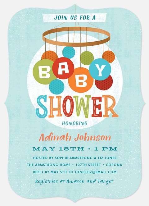 Mid Century Mobile Baby Shower Invitations